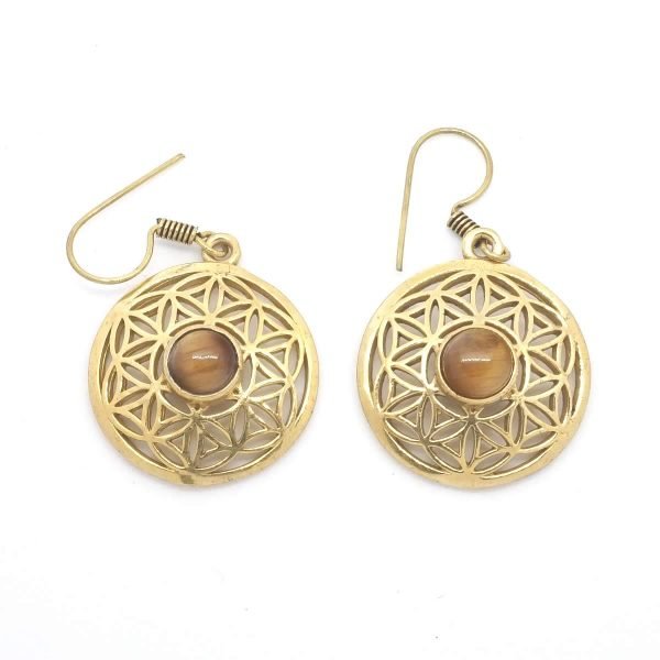tigers eye earrings flower of life