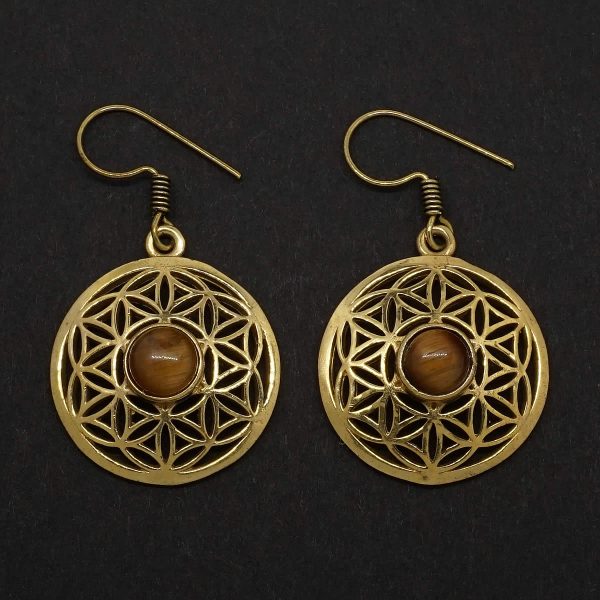 tiger eye earrings flower of life
