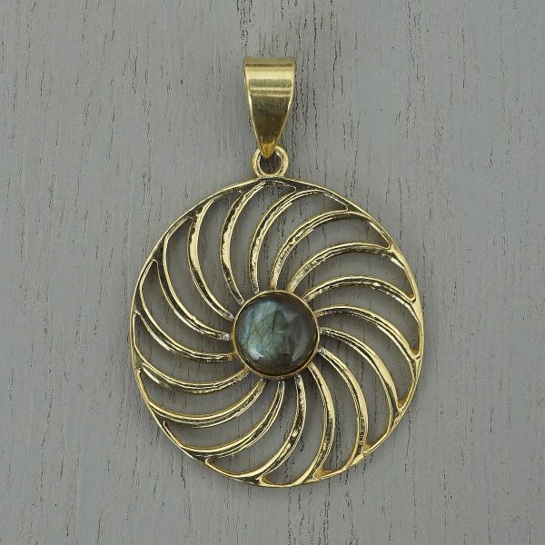 labradorite pendant spiral mandala