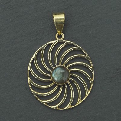 labradorite pendant spiral mandala
