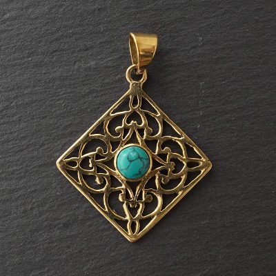 Turquoise pendant Indian Mandala