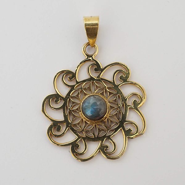 labradorite pendant flower of life spirals
